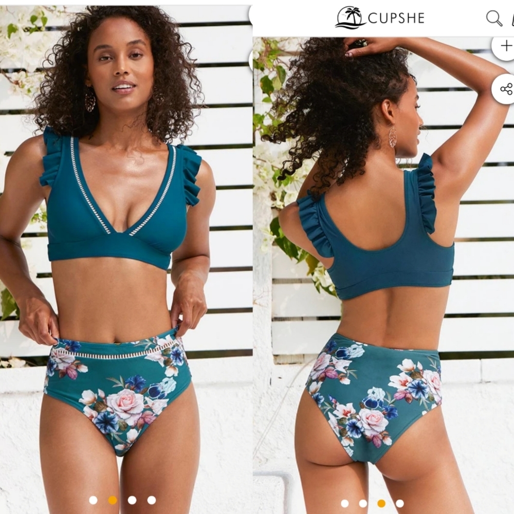 L (8 US) CUPSHE FLORAL BIKINI SET, L